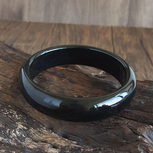 【天然正品】天然细腻宽版60.5号和田玉墨玉手镯60.5号（皆取最大值）女士现售价：880特价！310725AK13 商品图2