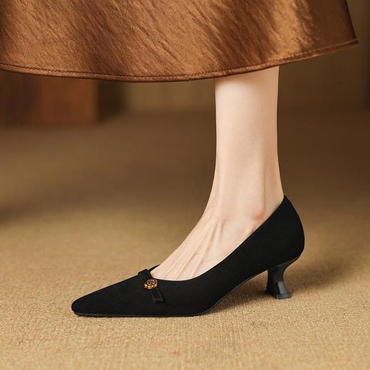 【预售5天】巨好搭~法式羊反绒尖头细跟单鞋女春秋新款气质高跟鞋工作鞋AJ&AJ9903 商品图1