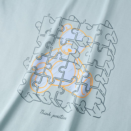 GXG男装【拼图熊】25夏季时尚简约印花休闲舒适透气男式短袖T恤K&C 商品图8