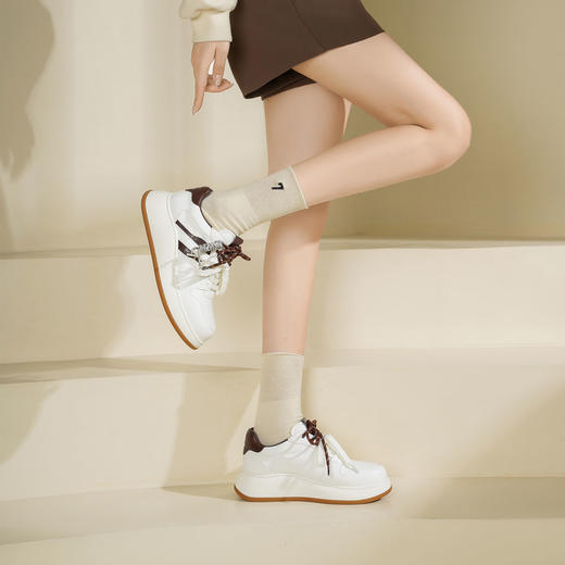 Westory2025年秋季厚底运动鞋小白鞋双色鞋带深口板鞋S25CM76701（8月22日发货） 商品图5