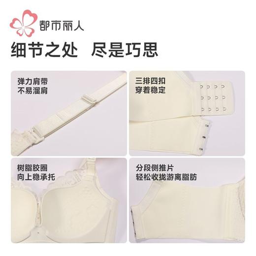 都市丽人内衣女士内衣蕾丝内衣文胸树脂胶圈三排四扣LBH2D1 商品图6