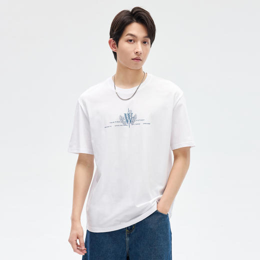 GXG男装【麦穗排版】夏季时尚简约字母图案男士纯棉圆领短袖t恤K&C 商品图7