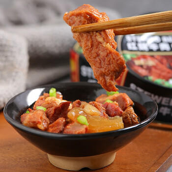 红塔红烧牛肉罐头130克×6罐 即食0添加防腐剂高蛋白午餐肉代餐 /休闲食品 /罐头食品 /畜肉类罐头 商品图3