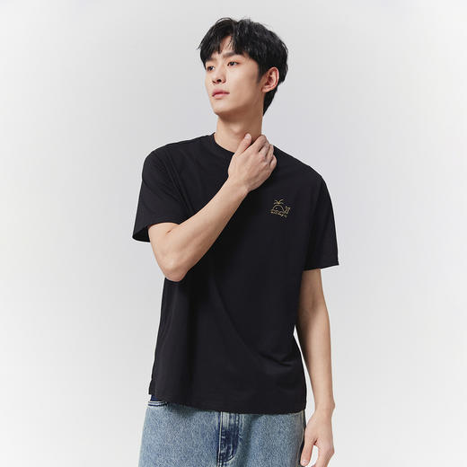 GXG男装【凉感透气】25夏季小鲸鱼绣花圆领休闲男式短袖T恤K&C 商品图6