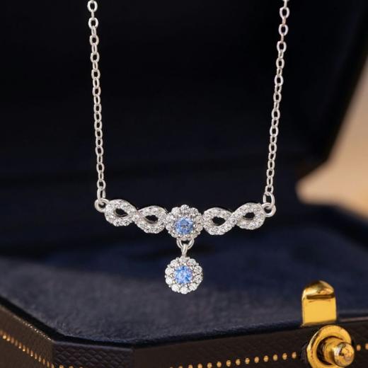 【预售3天】纯银925项链女轻奢高级感蓝色锆石锁骨链D1850 商品图4