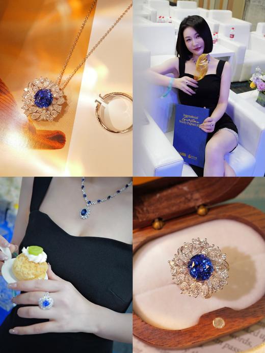 【梁小姐彩宝】传承！18K金斯里兰卡豪华gao定皇家蓝蓝宝石钻石戒指吊坠两用款4.51克拉（3-5天左右） 商品图0