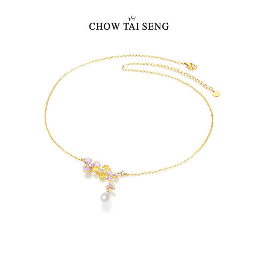 周大生紫藤花珍珠手链女纯银S925轻奢设计感手饰七夕礼物送女友 商品图1