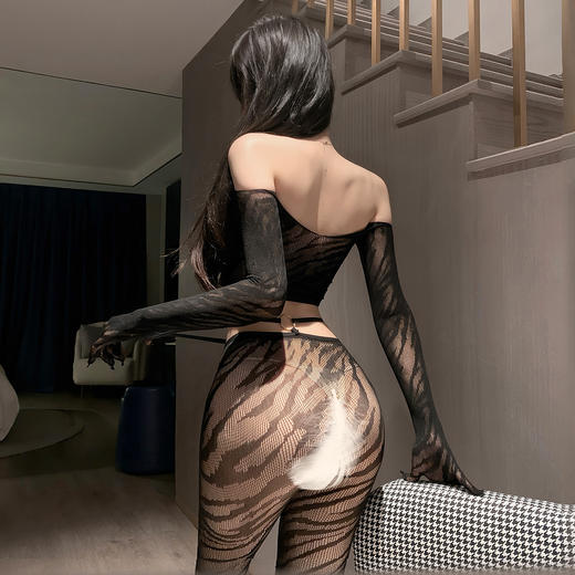 霏慕 性感虎纹分体式网袜套装7531 情趣内衣 网衣免脱开档连体衣黑丝连身袜连裤袜透视装睡衣 夫妻刺激房事变态成人情趣用品 商品图7