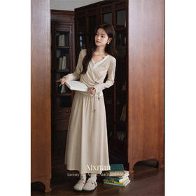 鹿向南「油画风铃」燕麦色半身裙女秋季新款宽松休闲A字中长裙子