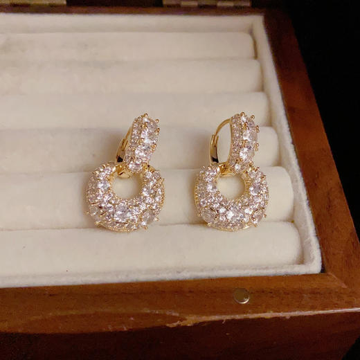 【预售3天】小众轻奢高级感微镶满钻几何两戴耳扣女精致时尚百搭超闪耳环M07-404 商品图1