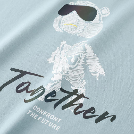 GXG男装夏季纯棉宽松短袖潮流滑雪小熊印花百搭T恤男K&C 商品图12