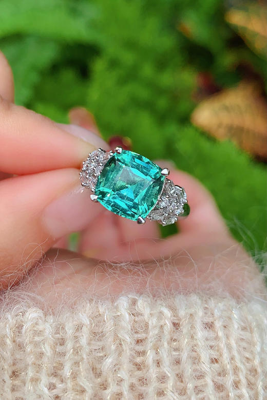 【梁小姐彩宝】能量石！18K金阿富汗拉贡双色碧玺钻石戒指3.52克拉(3-5天左右) 商品图3