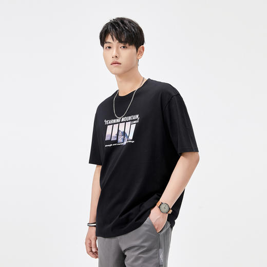 GXG男装【100%棉】夏季时尚字母印花男款圆领百搭短袖T恤潮K&C 商品图1