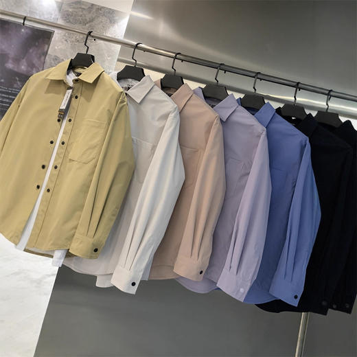 山系风格！2025秋季城市休闲轻量化透气净色男式休闲长袖衬衫！ 商品图1