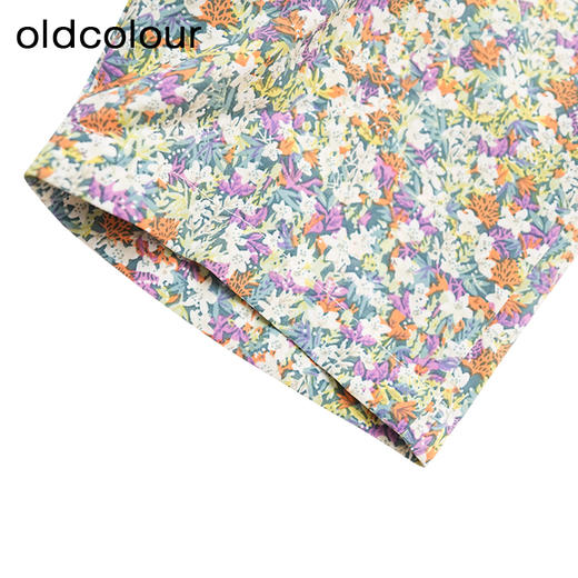 oldcolour商场同款夏款V领时尚碎花短袖连衣裙女GP21101734 商品图3
