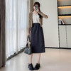 螺纹半身裙女春秋季高腰修身针织中长款长裙开叉a字包臀裙子 商品缩略图2