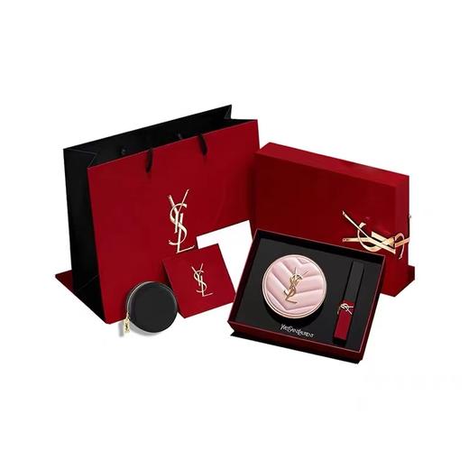 【圣罗兰限定「双向奔赴」礼盒】YSL圣罗兰口红粉气垫套盒小金条1966黑皮革B10 B20 商品图11