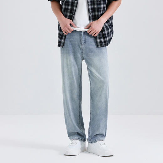 GXG男装【莱赛尔】25夏季亲肤柔软薄款透气百搭直筒男式牛仔裤K&C 商品图4