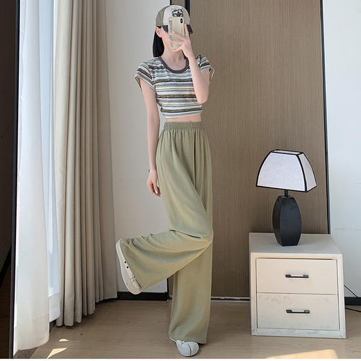 【春秋夏慵懒风阔腿裤】透气防蚊裤山本裤女薄款高腰垂感休闲直筒裤 商品图5