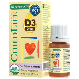 【保税】美国 童年life（Childlife）有机D3滴剂 3.1ml/瓶