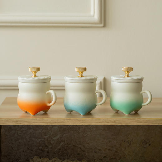 【为思礼】氤氲多彩陶瓷杯 办公室吸管杯 高颜值咖啡杯 女生伴手礼 家用茶水分离杯 奶油风陶瓷马克杯 商品图1