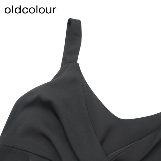 oldcolour夏季新品黑色扭结时尚修身显瘦气质吊带连衣裙女DP21104786 商品图2