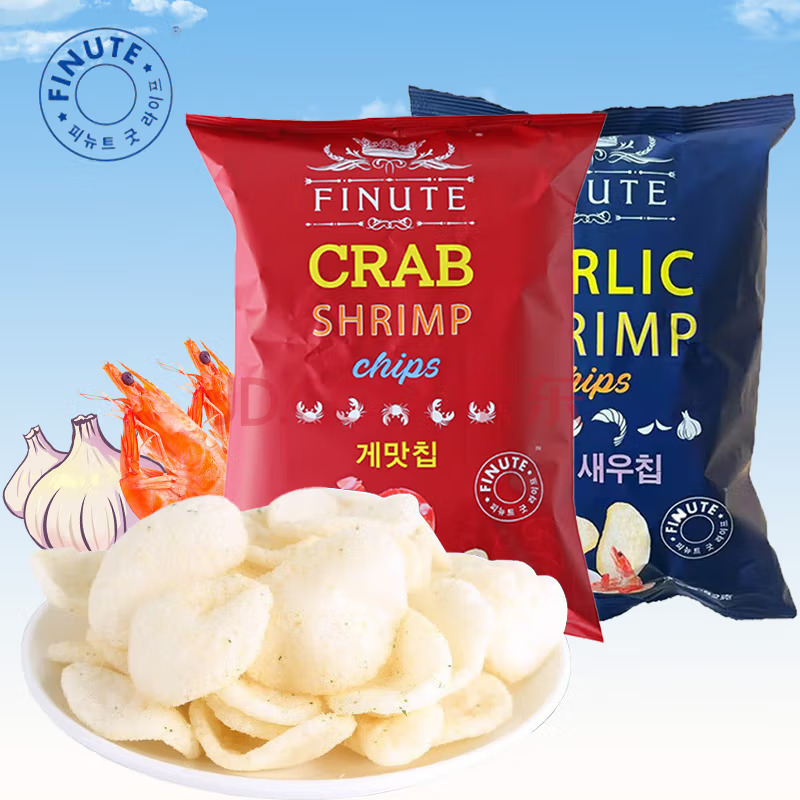 FINUTE 趣莱福虾片82g蟹味大包韩国进口薯片虾条 网红膨化食品休闲零食