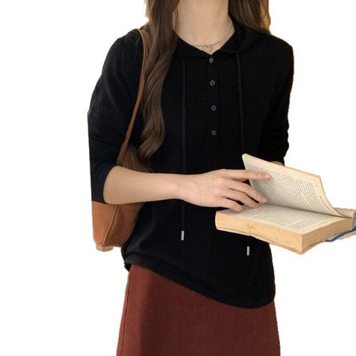 【100羊毛】连帽长袖套头针织衫上衣女早秋薄款亲肤显瘦外搭内搭    ASZT-AS2058832 商品图4