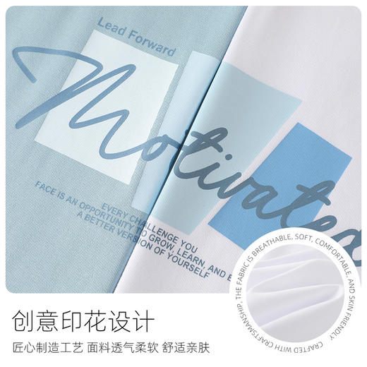 GXG男装25夏季时尚潮流图案圆领舒适纯棉男式短袖T恤K&C 商品图6