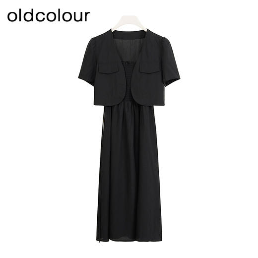 oldcolour夏季简约时尚气质设计感短袖连衣裙套装女P25101533 商品图2