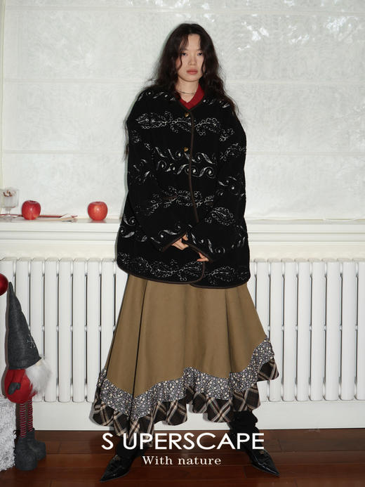 素舶 VTG复古流浪感撞色拼接不规则下摆半身裙SUPERSCAPE 商品图4