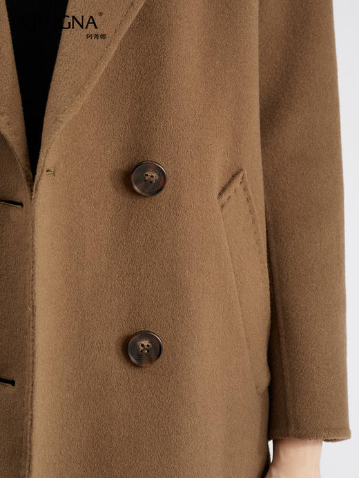 【商城同款】阿菁娜高智羊绒翻驳领双排扣大衣F30D211088 商品图6