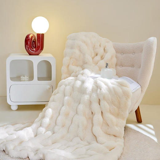 LOVO乐蜗XS VQ0868 轻奢防静电双层仿兔毛毯 120*170 商品图4