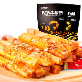 桂青源 WOW厚切手撕牛板筋休闲零食香辣味300g（内含20袋） /休闲食品 /肉类零食 /牛肉类 商品图6