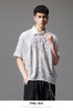 PINLI品立夏季新款暗纹短袖休闲衬衫男士潮牌宽松连肩袖衬衣B242113050 商品缩略图0