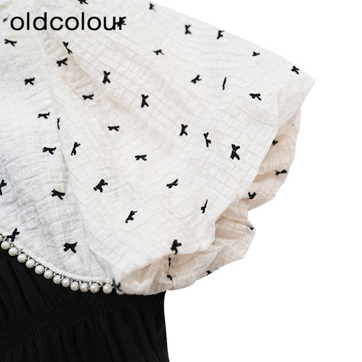 oldcolour商场同款夏款黑白撞色时尚优雅短袖连衣裙女GP21101740 商品图3