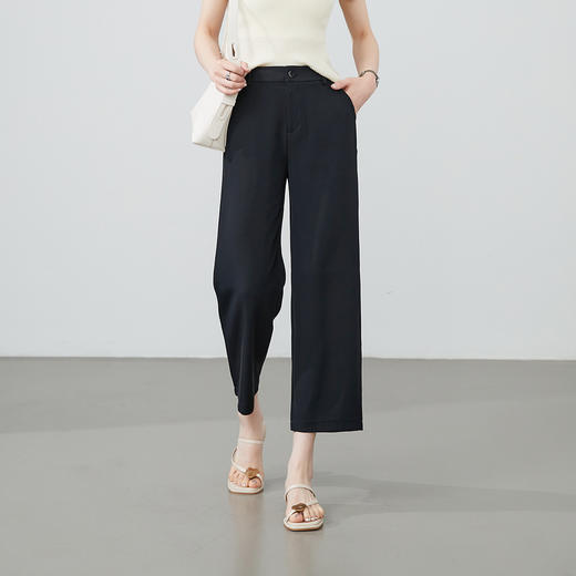 【清爽-八分西裤】逸阳夏薄舒适弹力后腰垂坠小个子直筒休闲裤 商品图6