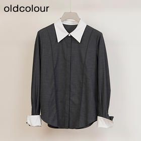 oldcolour商场同款春秋款撞色优雅气质长袖衬衫女P420106A1