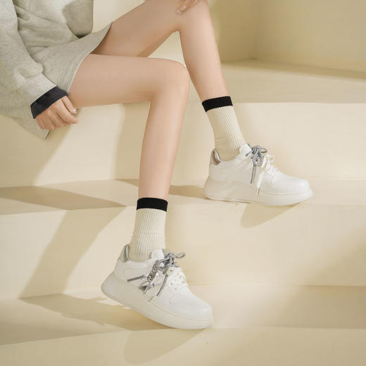 Westory2025年秋季厚底运动鞋小白鞋双色鞋带深口板鞋S25CM76701（8月22日发货） 商品图1
