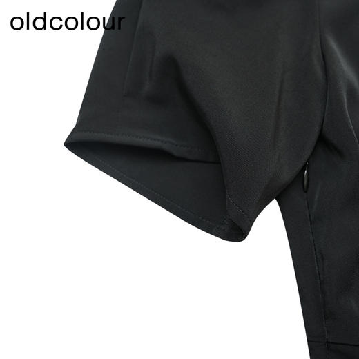 oldcolour商场同款夏季黑色设计感气质短袖连衣裙女P27101028 商品图2