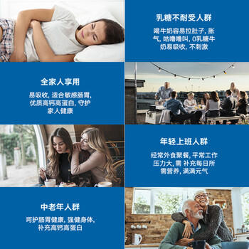 蔚优 0乳糖高钙高蛋白全脂奶粉 低GI奶粉 中老年成人奶粉350g/盒 /水饮冲调 /成人奶粉 /全家营养牛奶粉 商品图5