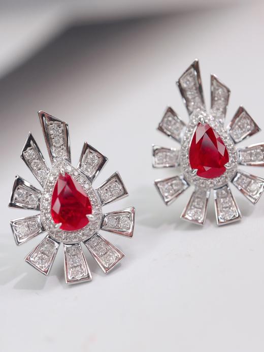 1.2ct刻面红宝石耳钉 商品图1