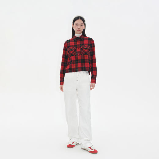 Herlian2025年秋季新品女士裤脚钉扣设计休闲弯刀长裤 商品图1