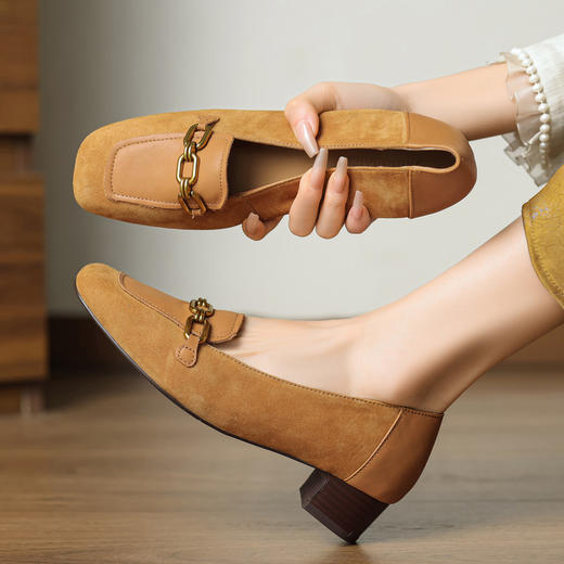 【预售5天】法式单鞋春秋款真皮复古金属链条百搭设计感乐福鞋女SSS&S9706 商品图2