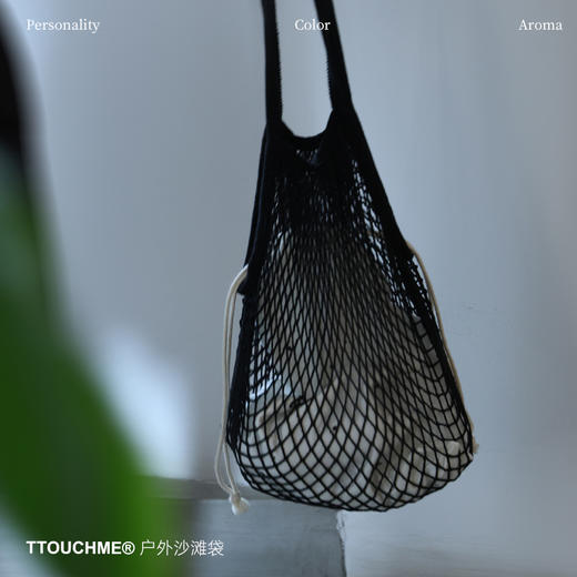 【积分商城】TTOUCHME户外沙滩袋 针织网格手提袋旅行收纳袋 网格布袋海边度假沙滩包 商品图4