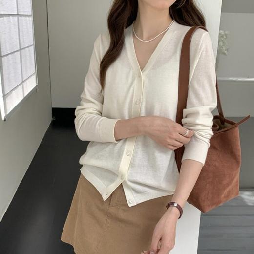 【温柔初秋】100纯羊毛针织开衫上衣女新款宽松百搭长袖V领毛衣   ASZT-AS2058831-3 商品图1