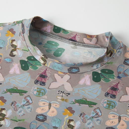 谜底T恤长袖女2025秋季新品复古风柔软舒适涂鸦印花上衣253MT1091 商品图3