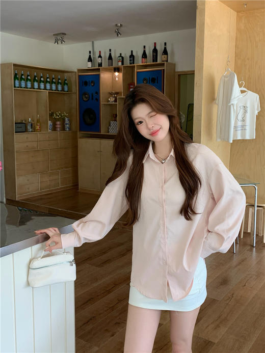 【初秋多巴胺穿搭｜把彩虹穿在身上！】纯色衬衫气质POLO领，亲肤的面料手感柔软，立体剪裁干净减龄 商品图2