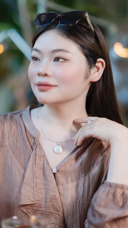 一周发货💖【淡水珍珠  开口戒指&吊坠项链】独一无二的纽扣状巴洛克吊坠，吊坠非正圆，每一颗都唯一~4-7MM 7A级别高亮泽扁圆戒指天鹅设计感造型珍珠戒指，开口设计，指围大可调节 商品图5