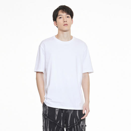 GXG男装【百搭纯色】夏季宽松纯棉休闲短袖T恤男K&C 商品图3